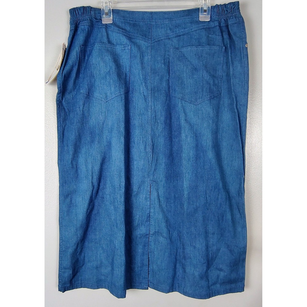 Alfred Dunner Monte Carlo Indigo Stretch Denim Midi Skirt Size 16 - Picture 2 of 7
